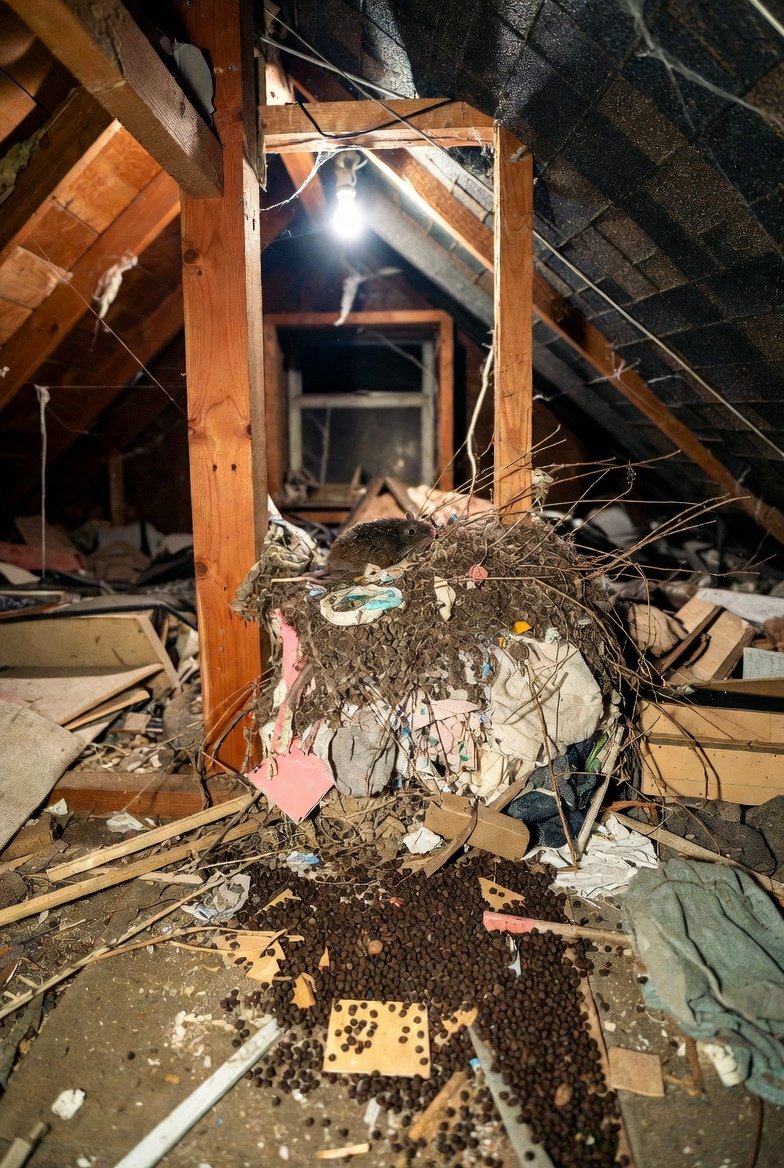 Rat nest in attic